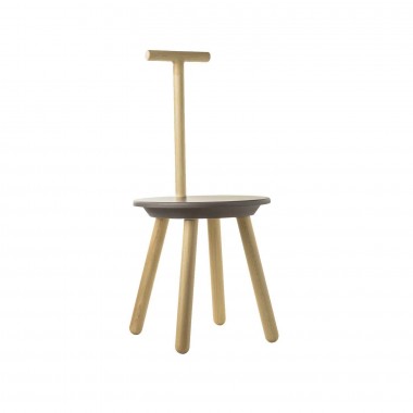 Wood stool with backrest -...