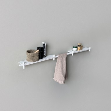 Towel holder and 2 shelves...