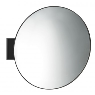 Specchio rotondo con cornice in legno laccato di colore nero opaco